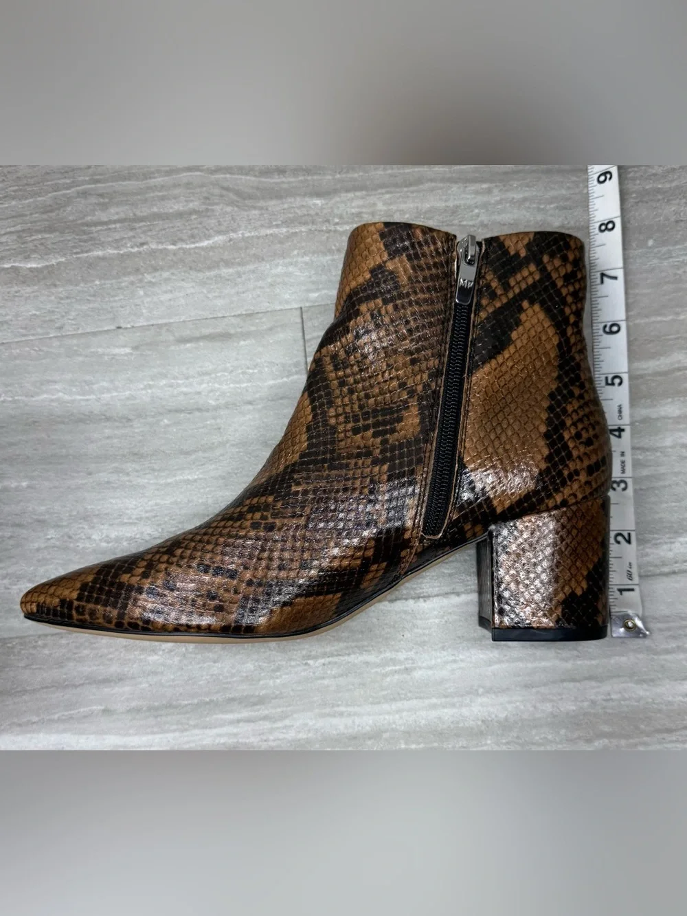 Marc Fisher Jarli Snake-Print Pointed Toe Ankle Boots Womens Size 6.5